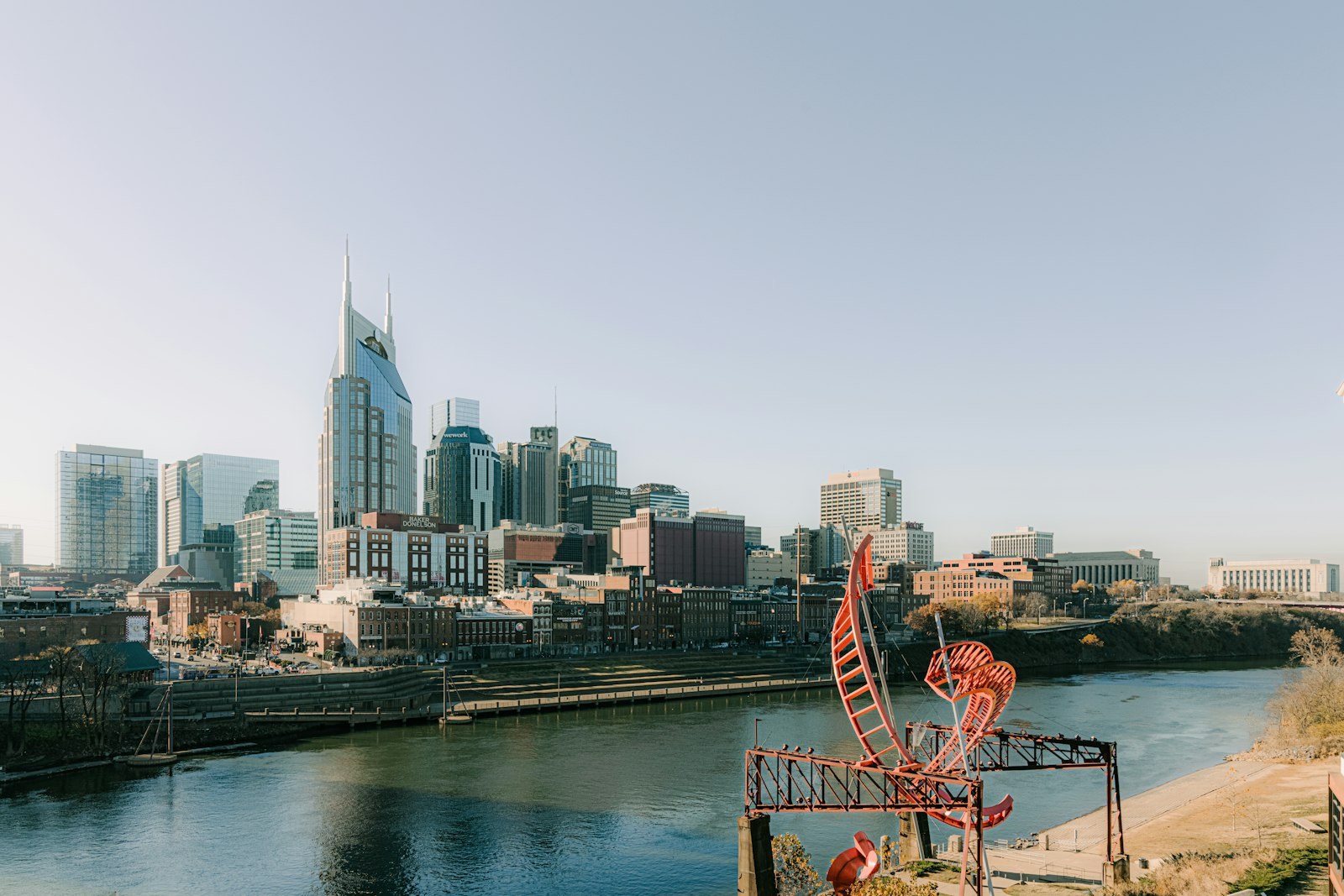 The Nashville skyline across the Cumberland River.