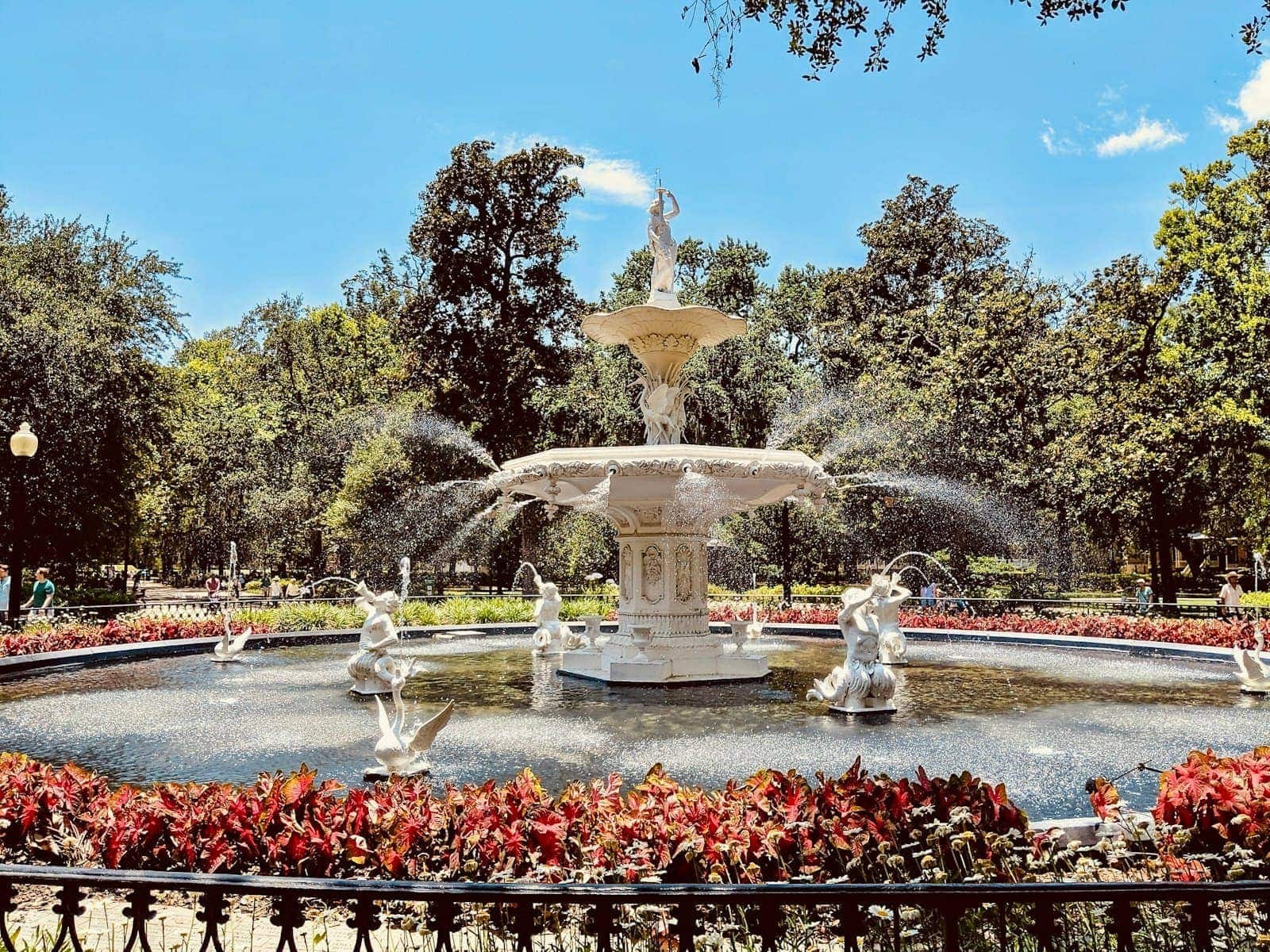 The Forsyth Park fountain in Savannah, Georgia.