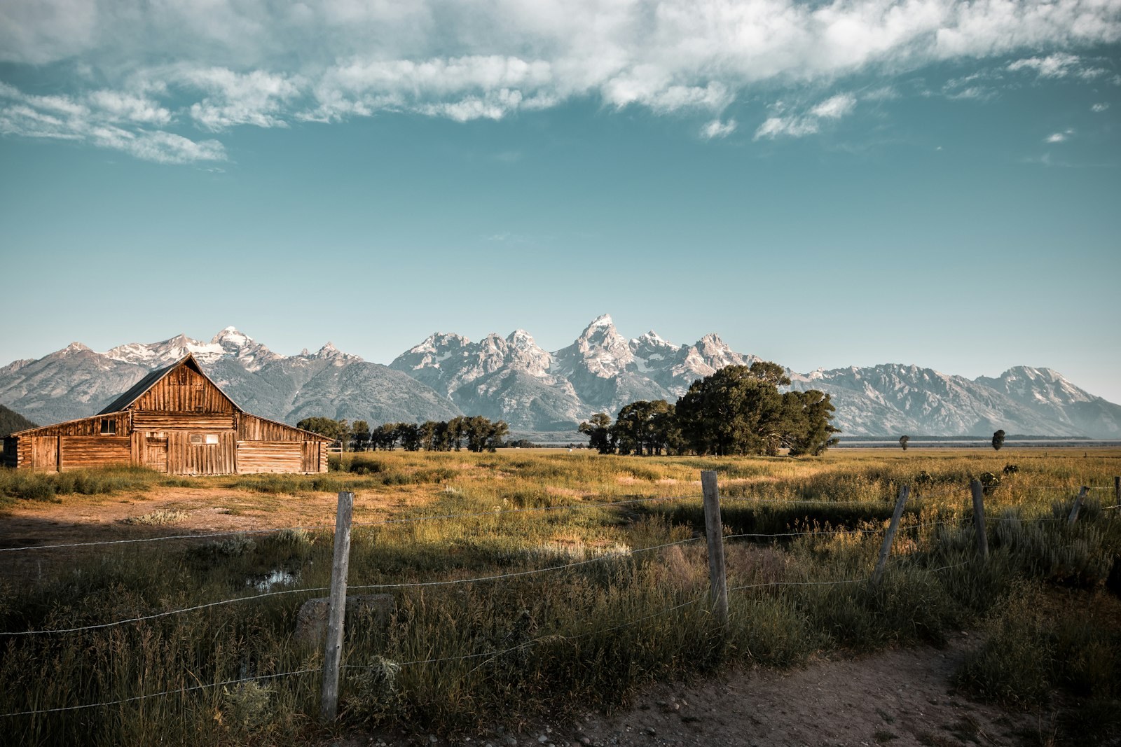 A weathered barn below the Teton Range in Jackson Hole, Wyoming.